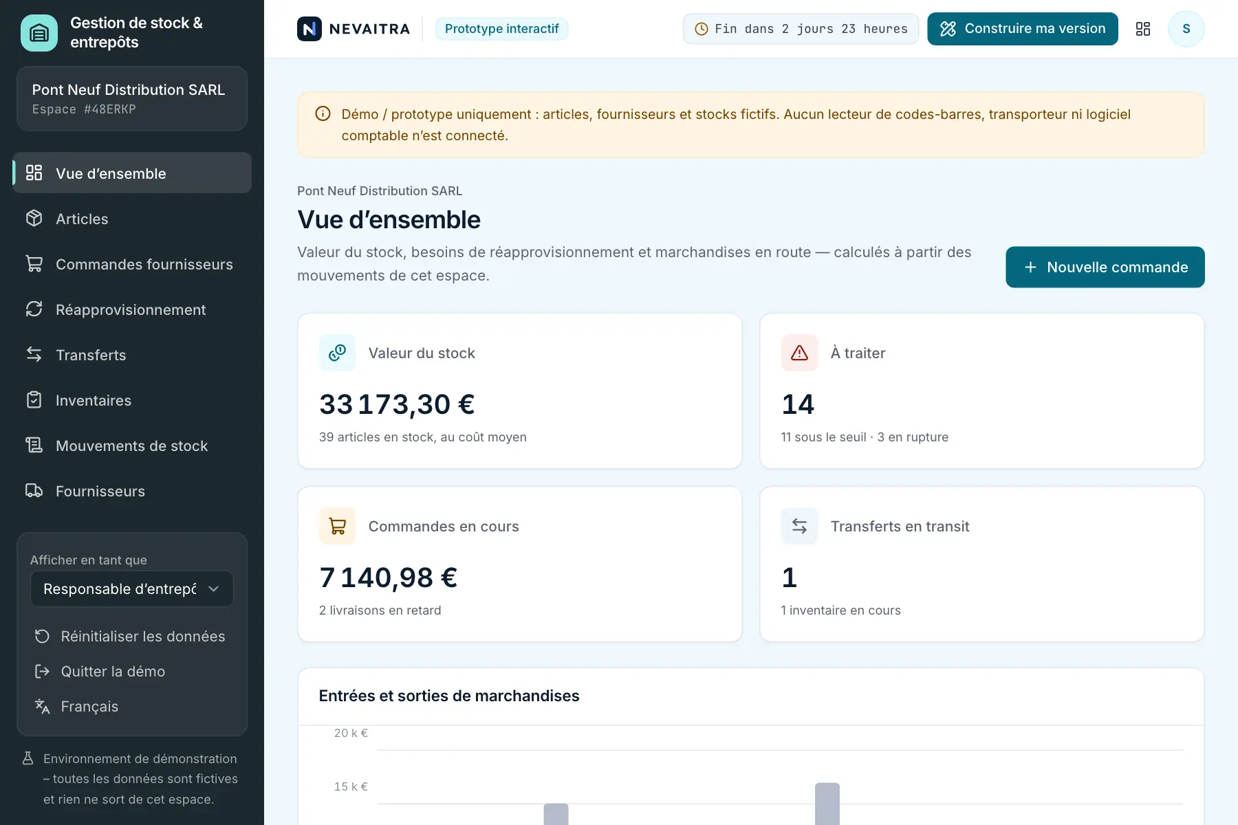 Démo « Gestion de stock & entrepôts » : Vue d’ensemble